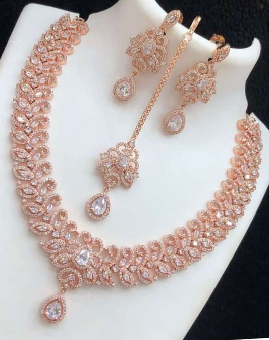 Fashion Rose Pink Necklace set